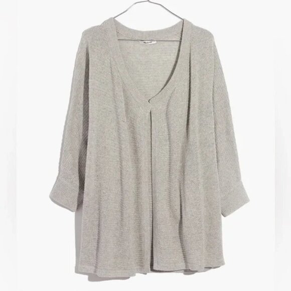 Madewell Seabank Light Grey Knit Open Front Waterfall Cardigan Sweater Medium M - Picture 5 of 13
